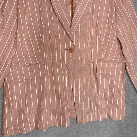 NWOT Soft Surroundings Womens linen blend striped blazer lightweight large - Picture 3 of 11